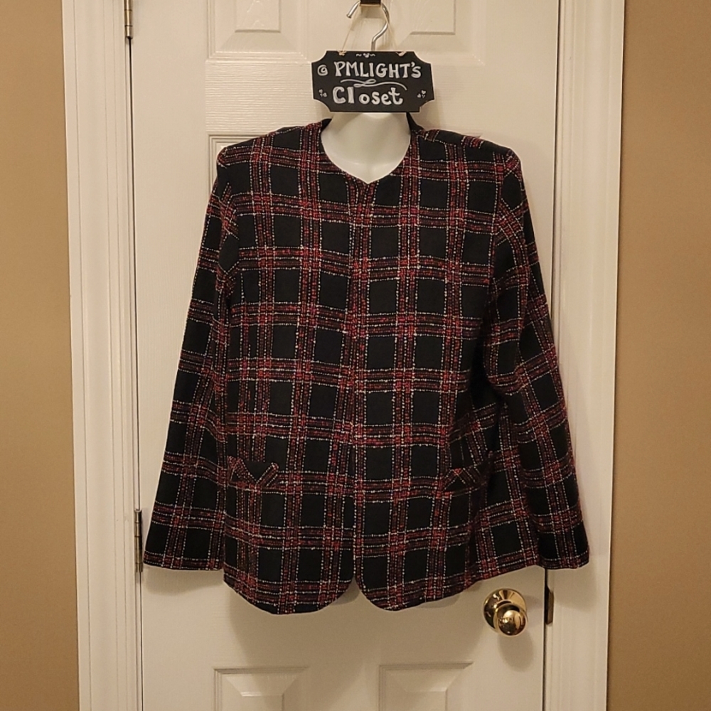 Bedford Fair Lifestyles Jacket 16 Vintage Black with red and white check